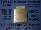 3854229 0988107 3854890 3854886 Omc Volvo Penta Ford Efi Ecm Marine Boat Computer