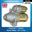 Starter Motor For Cummins Mercruiser 1.7L Diesel Dti 879194371,882481. Fixed Price $115.86.