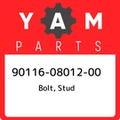 90116-08012-00 Yamaha Bolt, Stud 901160801200, New Genuine Oem Part. Fixed Price $23.27.